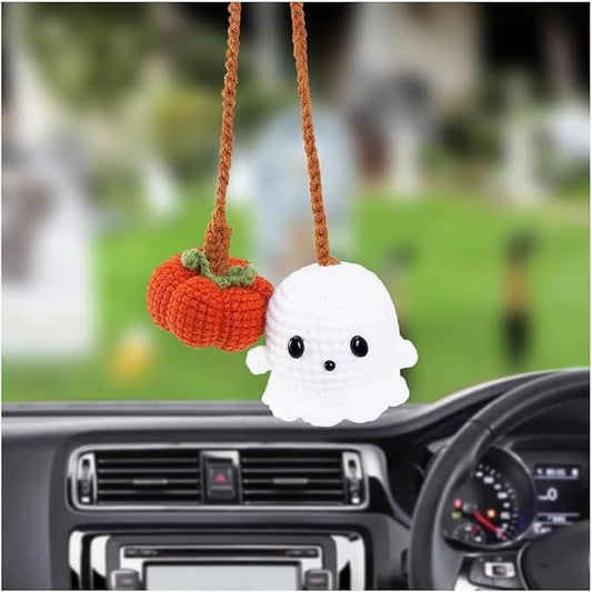 Pumpkin Handmade Crochet Car Ornament